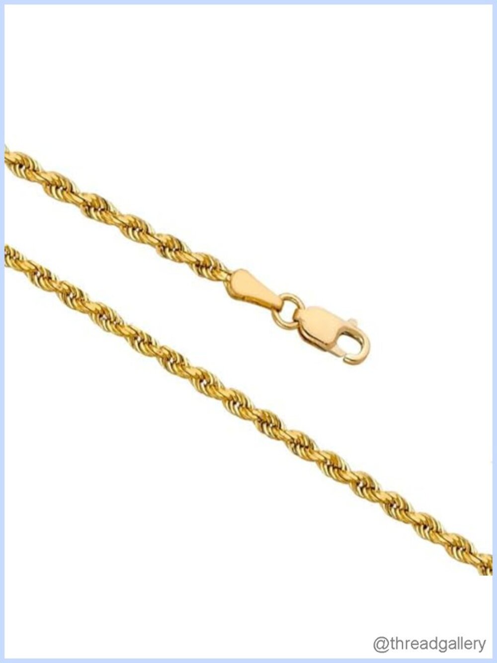 14k Real Yellow Gold Solid Rope Chain Necklace Lobster Claw Clasp